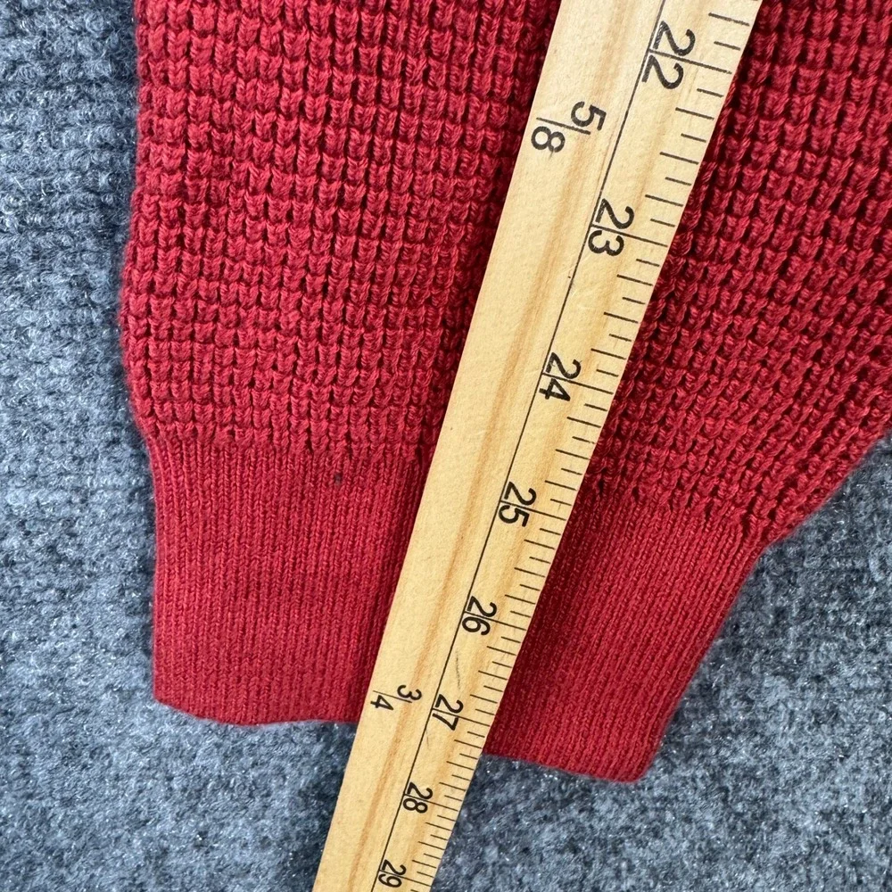 Lucky Brand Sweater Men XXL‎ Red Waffle Knit Collared Long Sleeve Casual Work